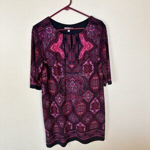 Signature Camryn Womens Dress 16 Black & Pink Patterned 3/4 Sleeve